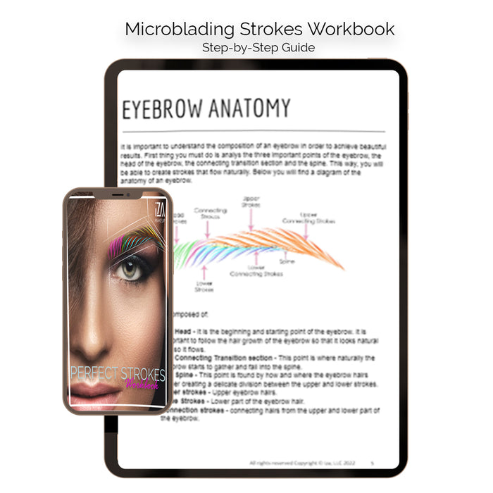 Iza Makeup © Perfect Microblading  Basic Stroke Pattern Workbook - Digitial