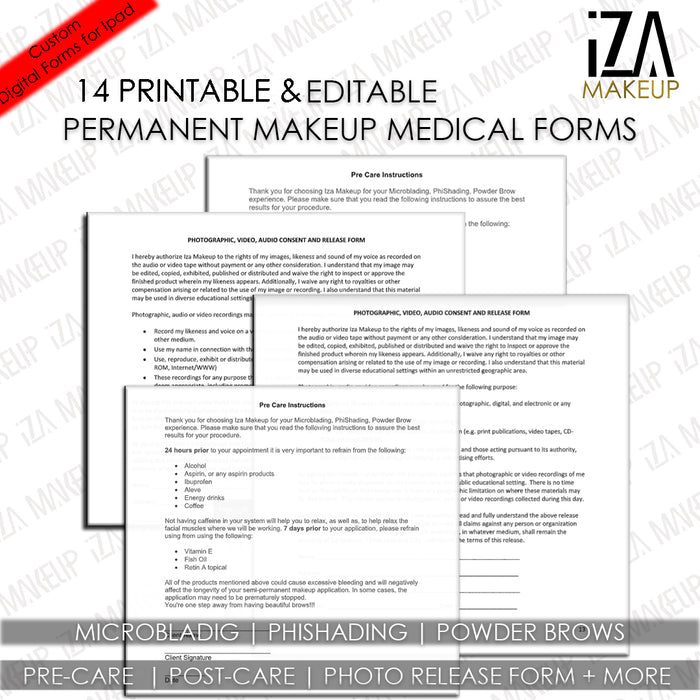 Iza Makeup © Permanent Makeup Medial Forms + Liability Forms