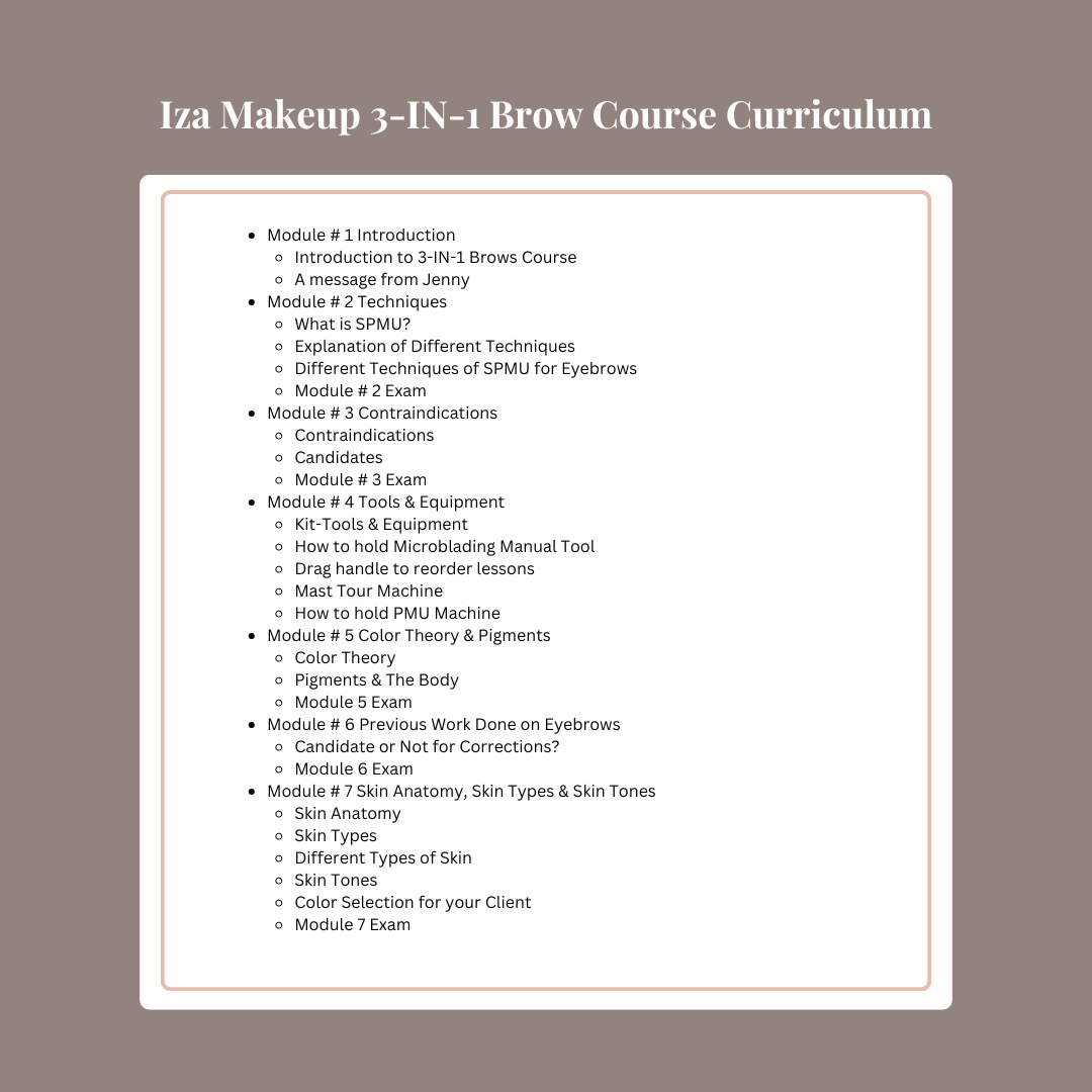 Iza Makeup ©  3-IN-1 Eyebrow Course In-person Premium Training |  Deposit