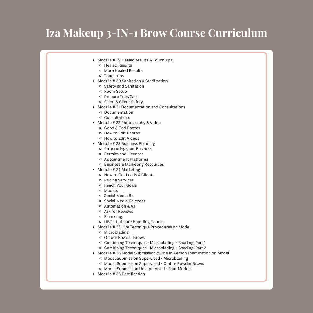 Iza Makeup © 3-IN-1 Eyebrow Course Online Training | 8 Months Access